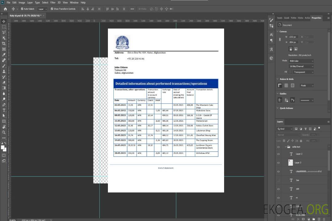 Afghanistan Da Afghanistan Relevé bancaire template Afghanistan Da Afghanistan Relevé bancaire template